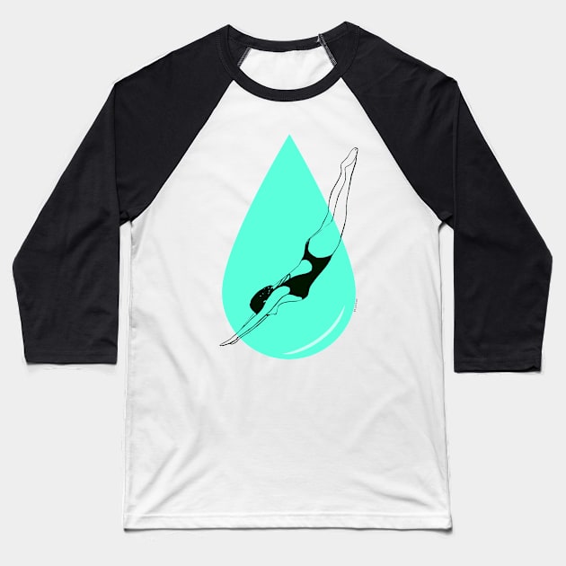 SURREAL SWIMMER Baseball T-Shirt by tizicav